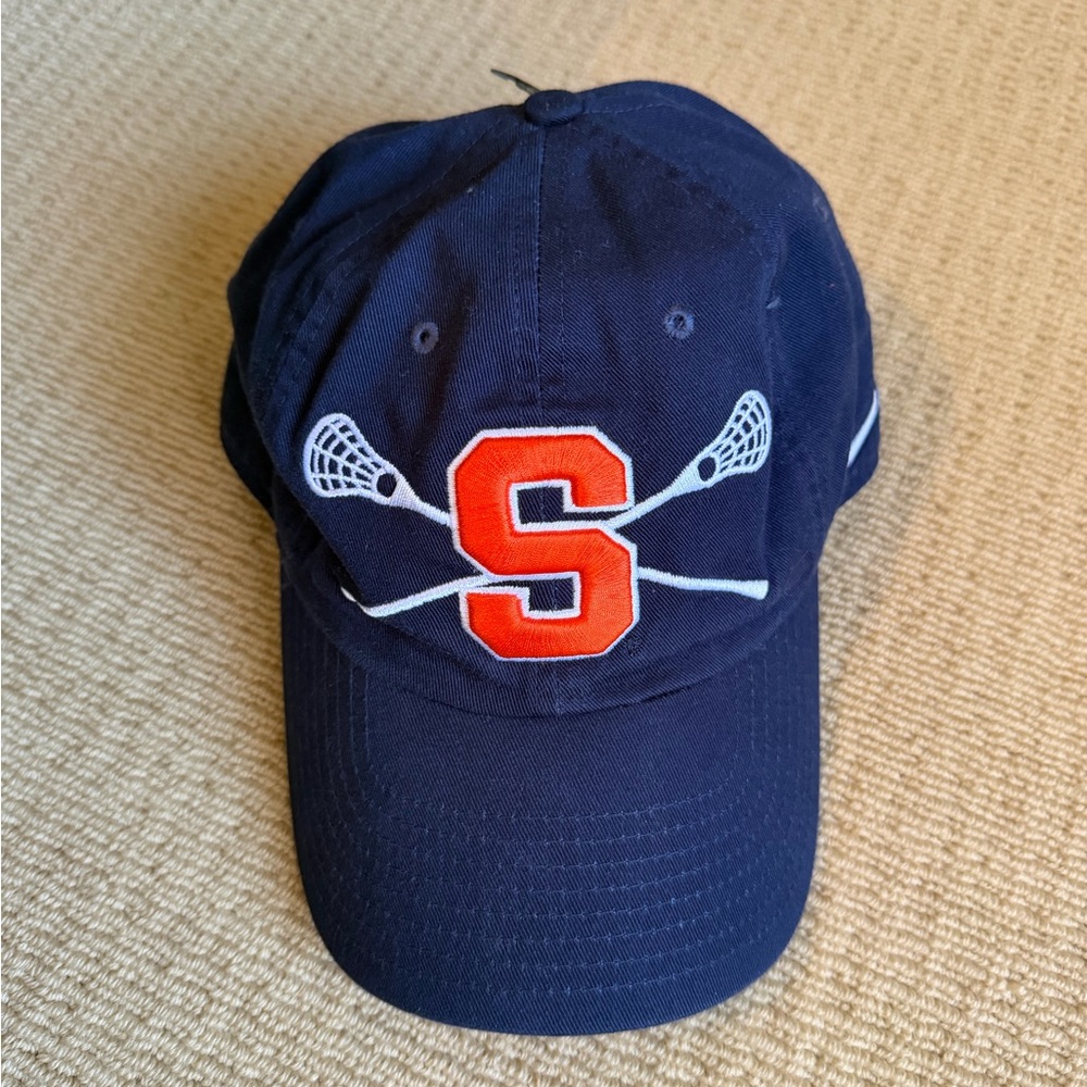 NWOT Unisex Syracuse Lacrosse Baseball Cap. Adjustable. Navy with Orange Logo